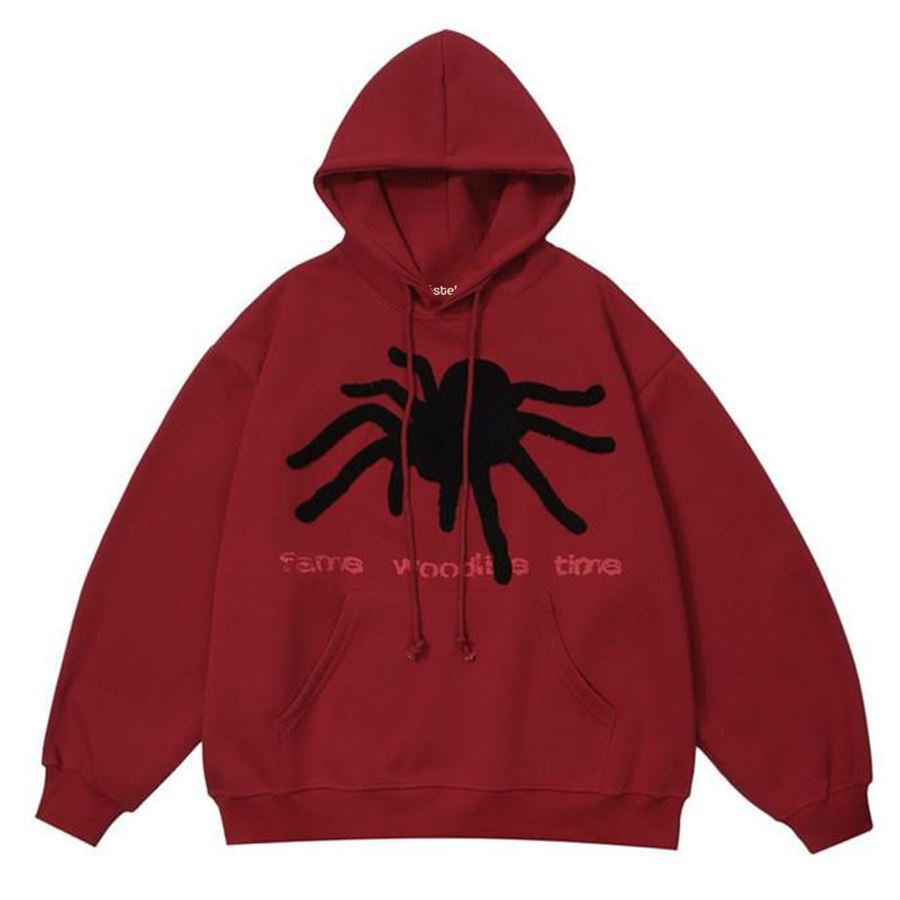 Kırmızı Fame Spidy (Unisex) Kalın Kumaş Kapüşonlu Sweatshirt