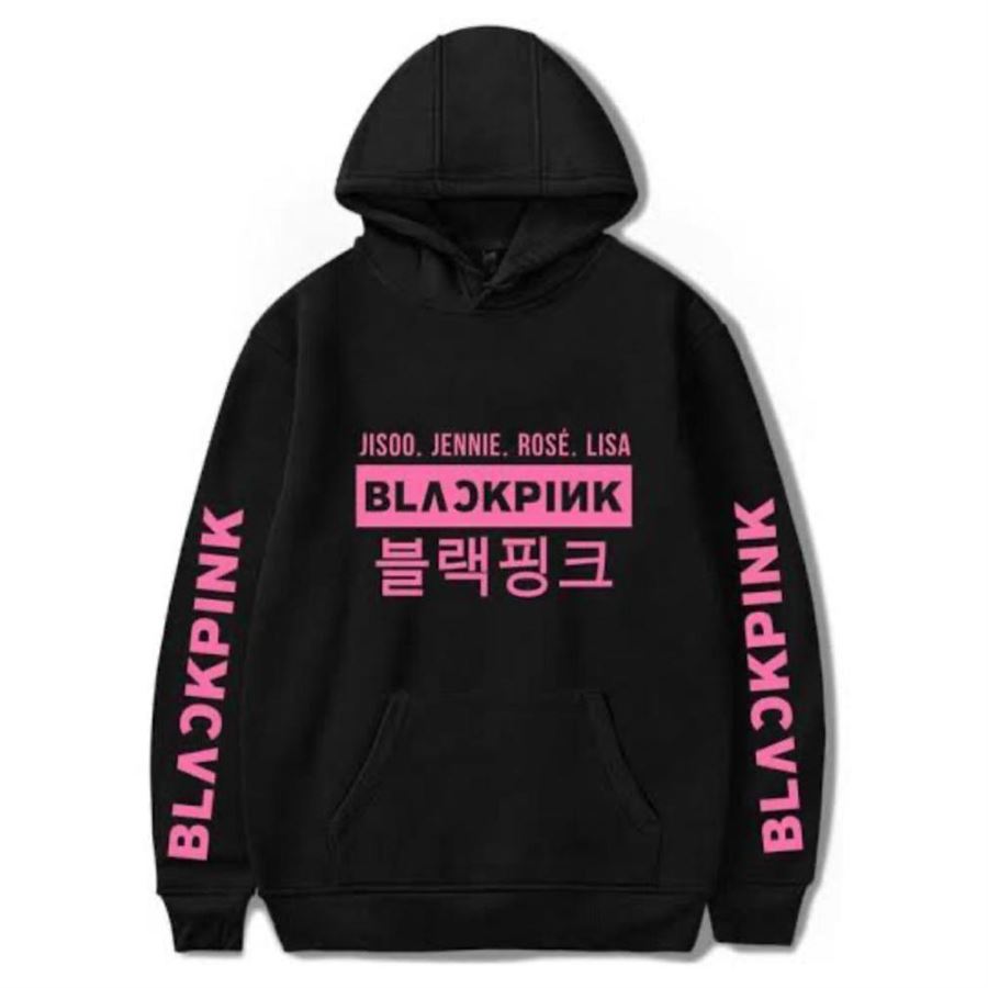 Siyah K-Pop Black Pink Jisoo Jennie Rose Lisa (Unisex) Kapüşonlu Sweatshirt