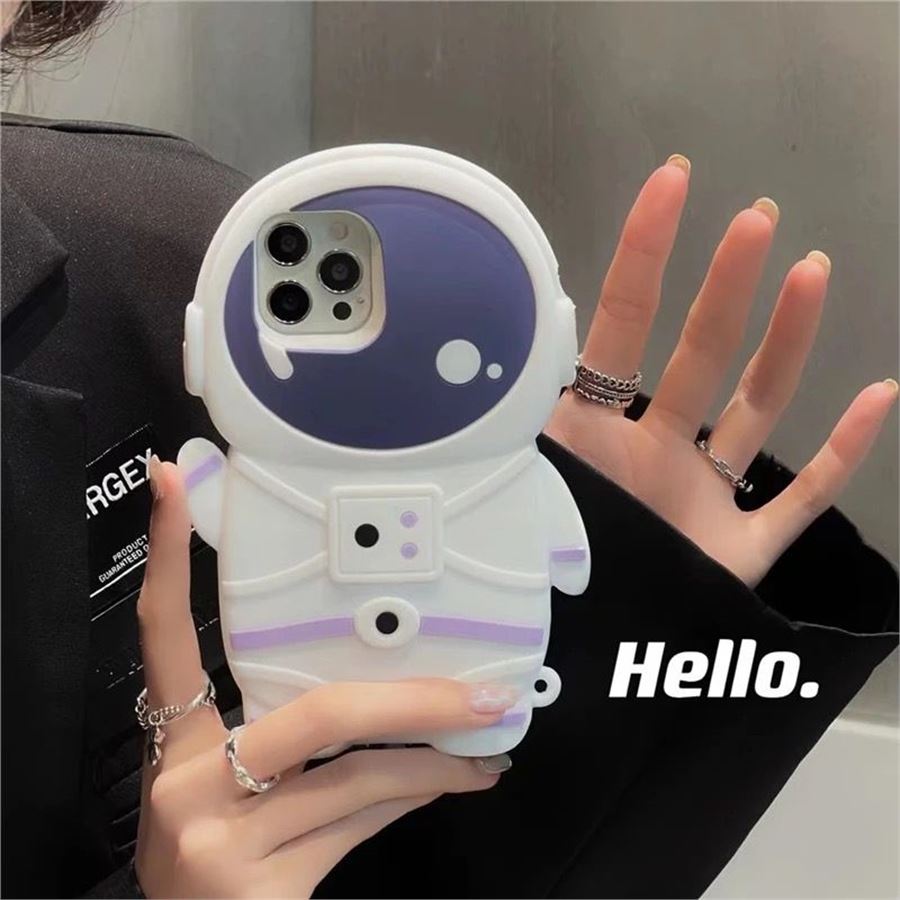 Beyaz Hello Astronaut İphone Telefon Kılıfları
