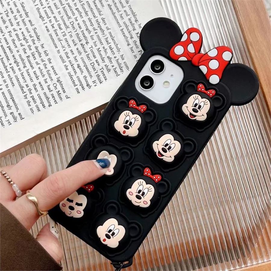 Siyah Minnie Mouse Faces İphone Telefon Kılıfları