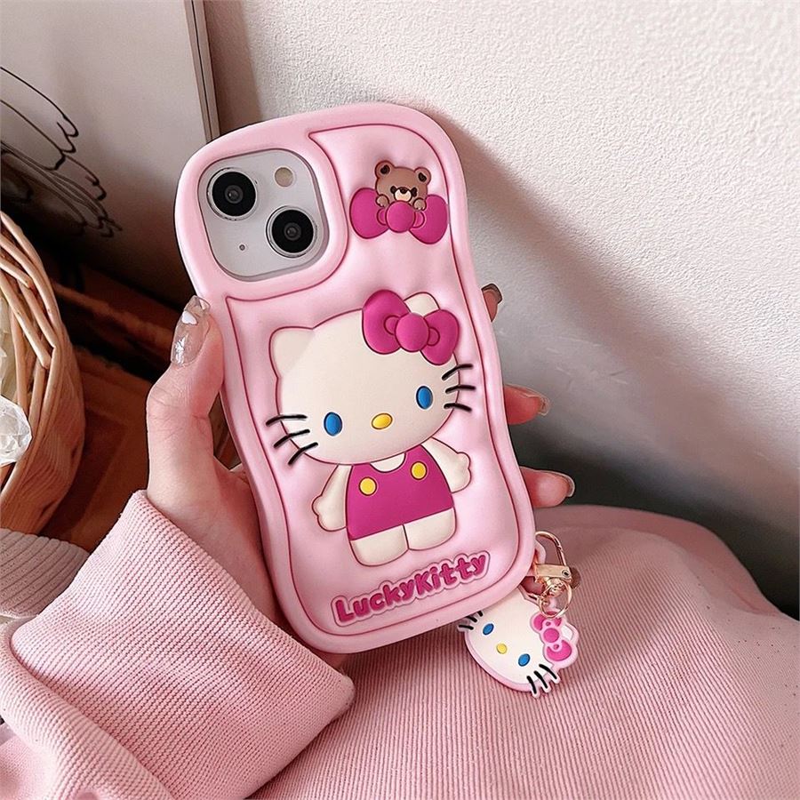 Pembe Hello Kitty - Lucky Kitty İphone Telefon Kılıfları