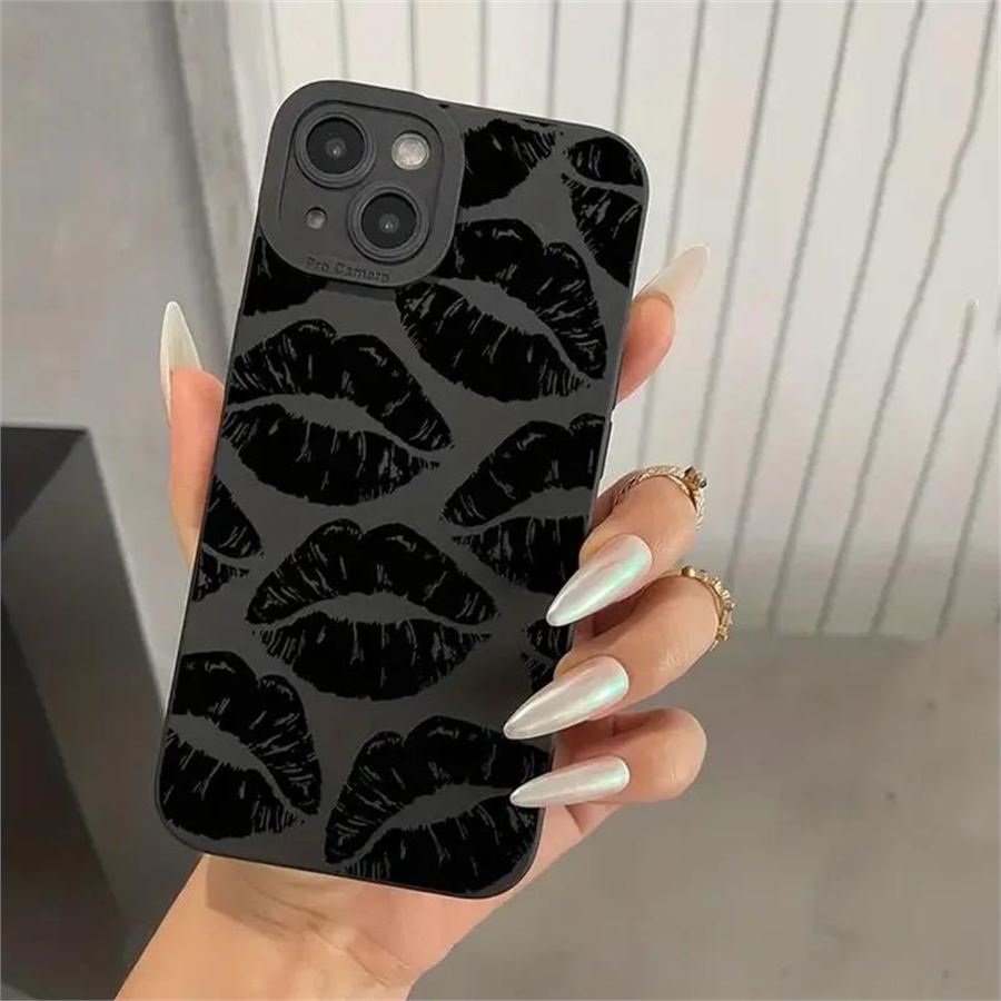 Siyah Kiss İphone Telefon Kılıfları