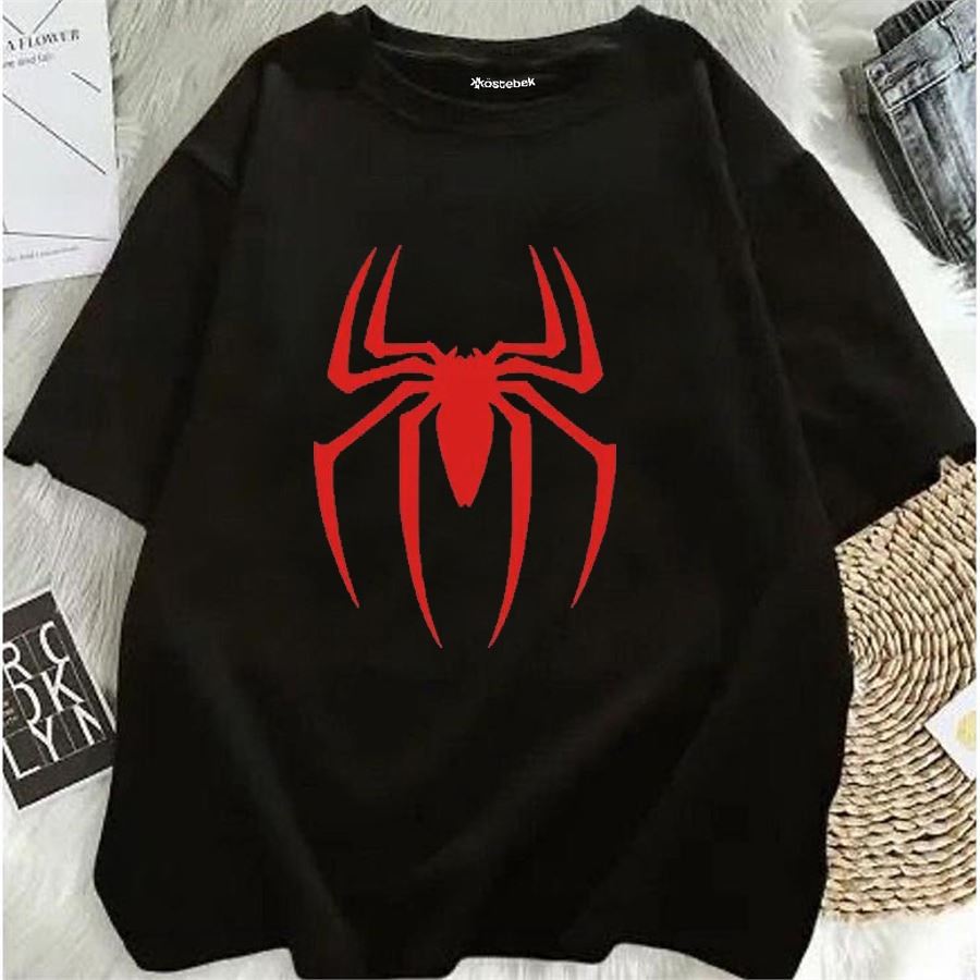 Siyah Spider Baskılı Unisex T-shirt