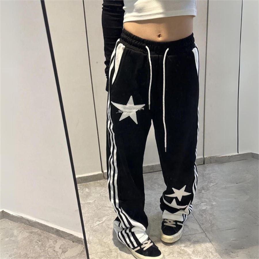 Triple Star Beyaz Şertili Siyah Pantolon