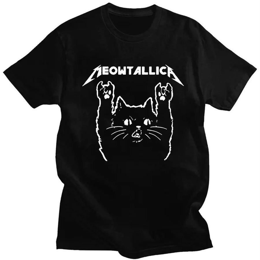 Siyah Meowtallica (Unisex) Kısa Kollu T-Shirt 