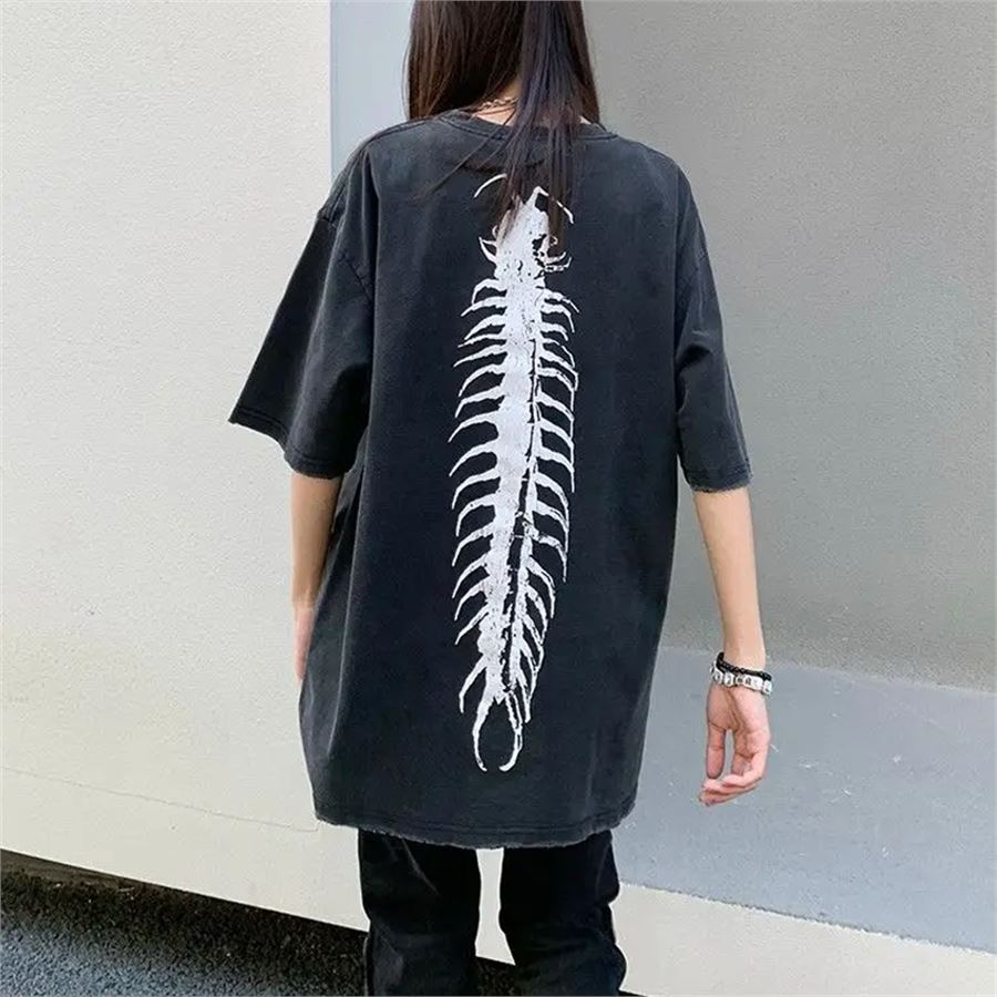 Centrieded Skeleton Vintage Yıkamalı Kumaş Unisex T-Shirt 