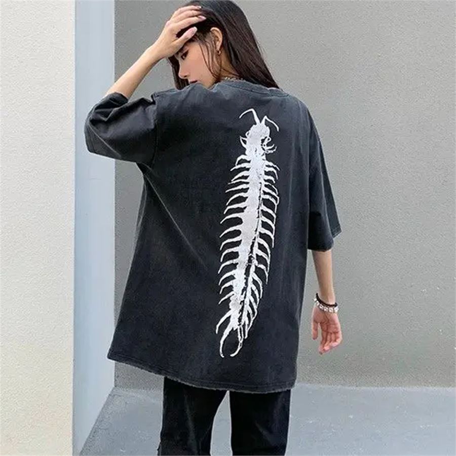 Centrieded Skeleton Vintage Yıkamalı Kumaş Unisex T-Shirt 