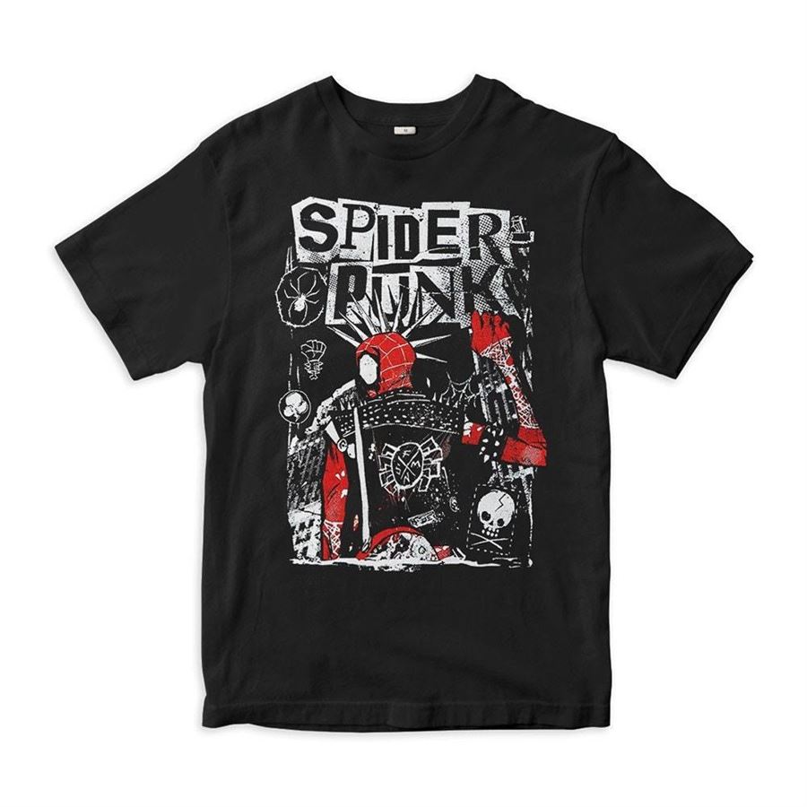 Siyah Gothic Spider Punk Unisex T-Shirt 