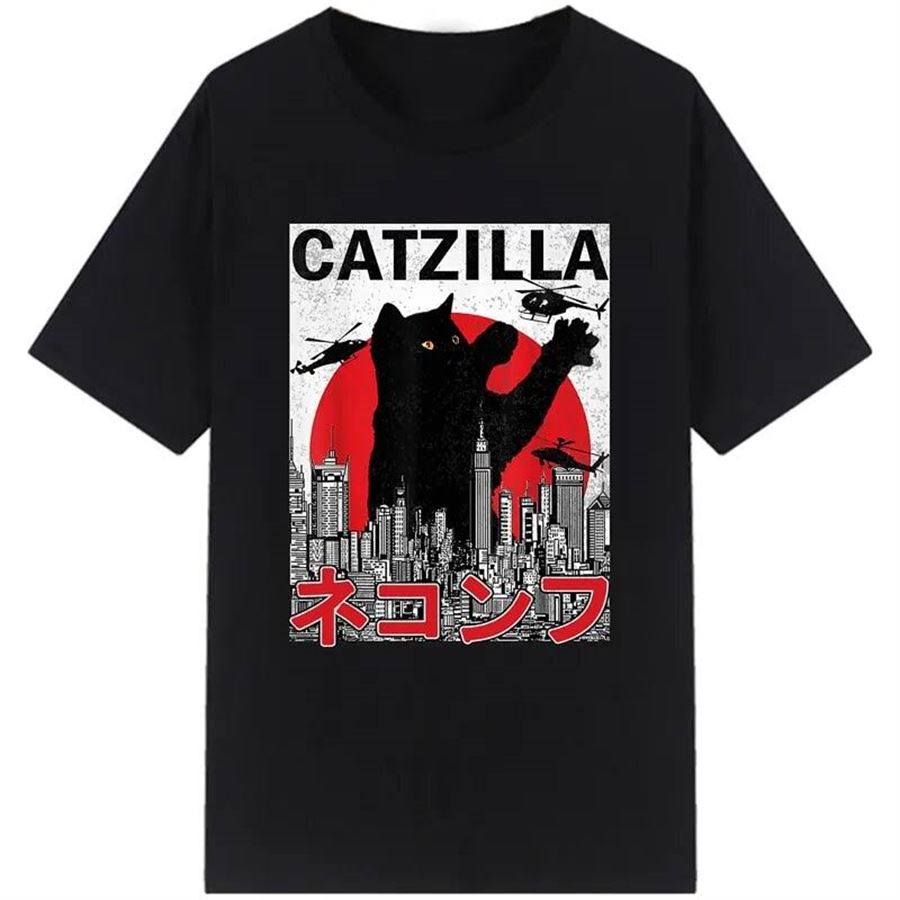 Siyah Japanese Catzilla Black Cat Unisex T-Shirt 