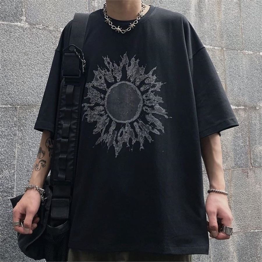Siyah Vintage Darkness Sun (Unisex) Kısa Kollu T-Shirt