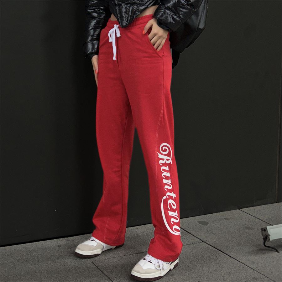 Kırmızı Ters Dikiş Şerit Detaylı Runteng Pantolon