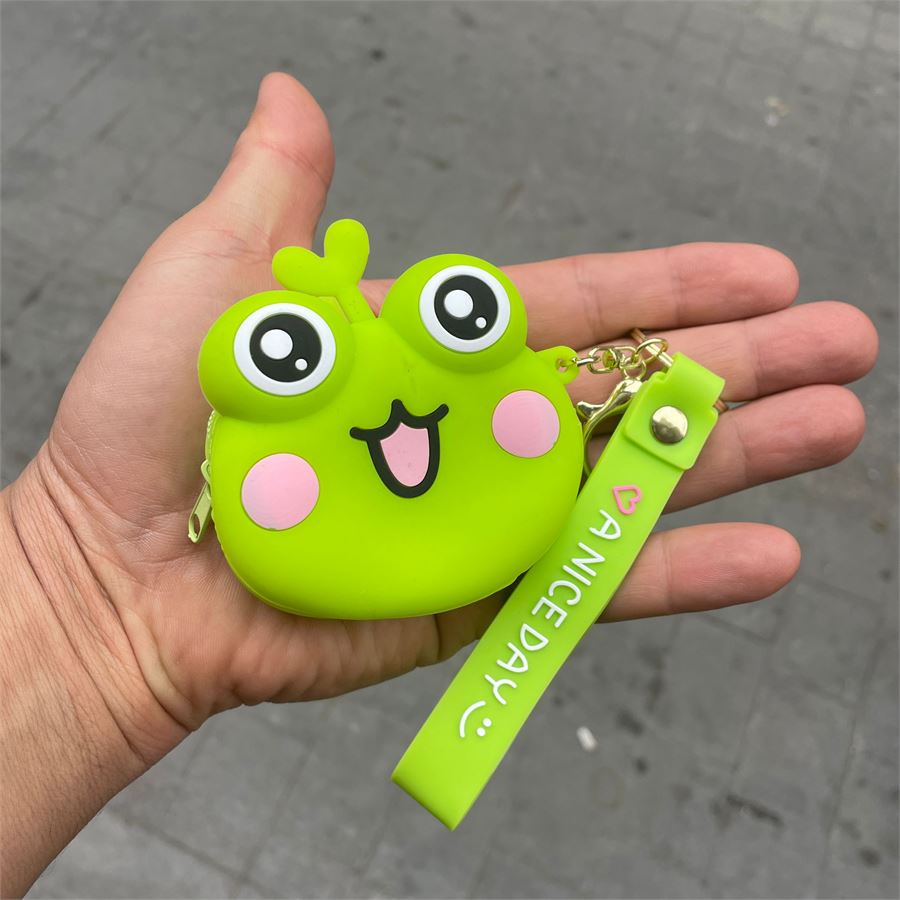 Yeşil Sanrio Smile Kurbağa Silikon Bozuk Para Cüzdanı