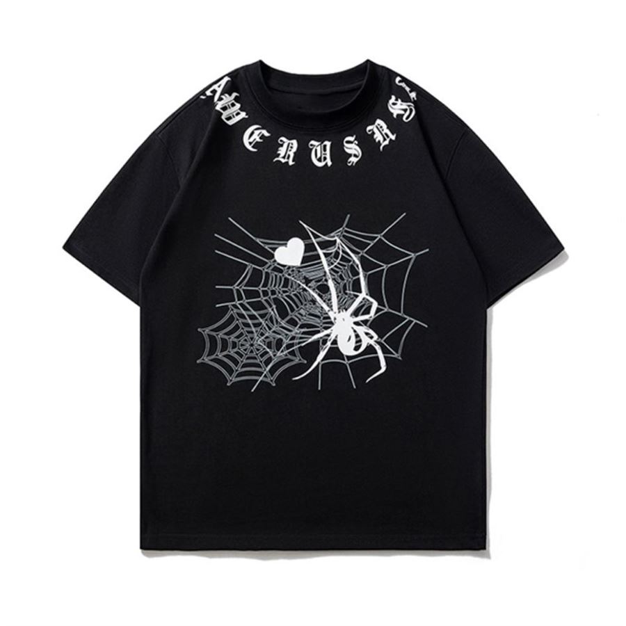 Siyah Spider In Web With Heart Unisex T-Shirt