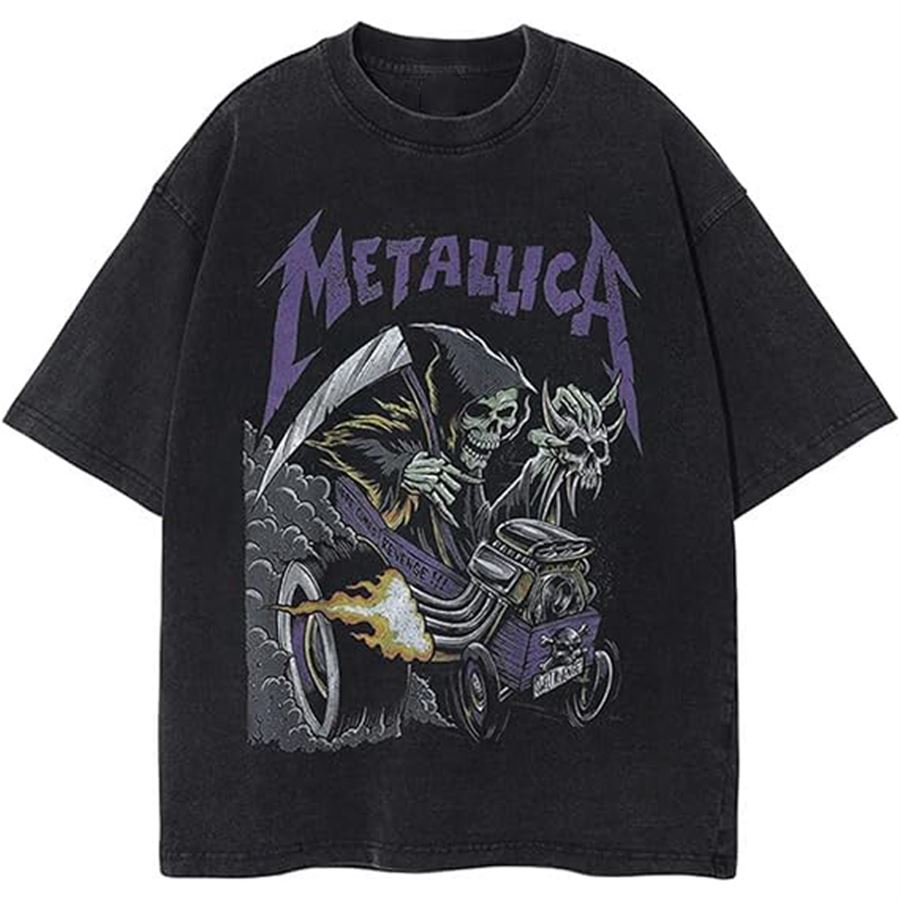 Antrasit Metallica The Reaper Unisex Yıkamalı Kumaş T-Shirt