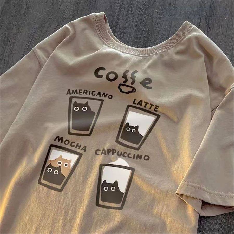 Bej Coffe Cat Unisex T-Shirt