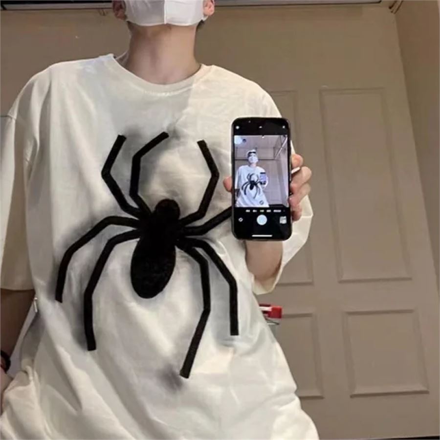Ekru Spider Baskılı Unisex T-Shirt